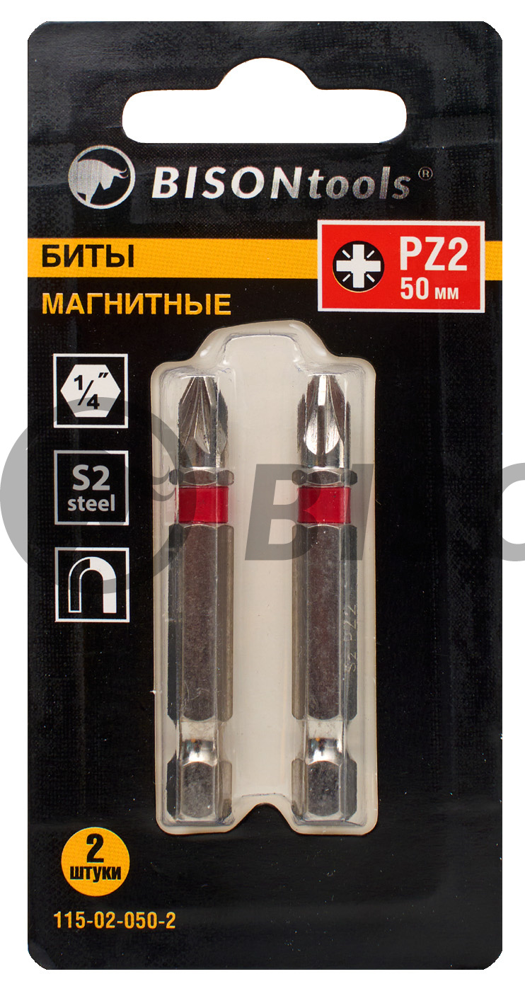БИТЫ BisontoolsTools МАГНИТНЫЕ РZ-2_50мм 2шт